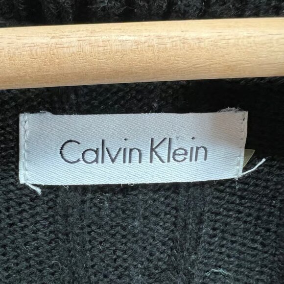 Calvin Klein SMALL Black Knit Sweater Dress A-Line Knee Length Long Sleeve - Picture 7 of 7